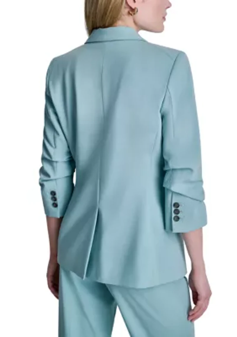 Women's Scrunch Sleeve Notch Collar Blazer