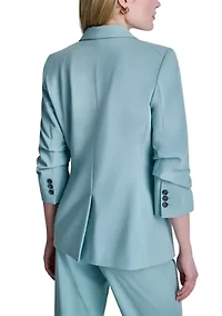 Women's Scrunch Sleeve Notch Collar Blazer