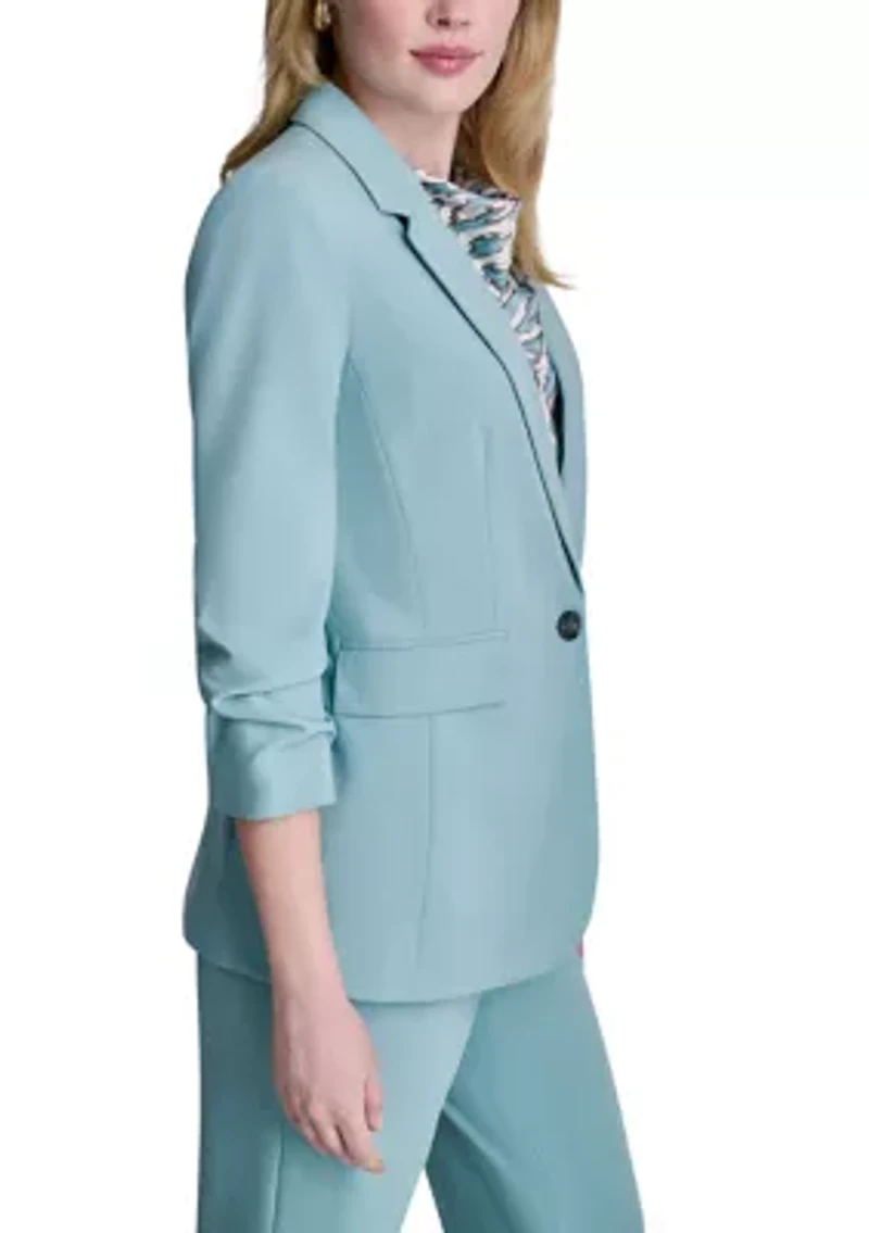 Women's Scrunch Sleeve Notch Collar Blazer