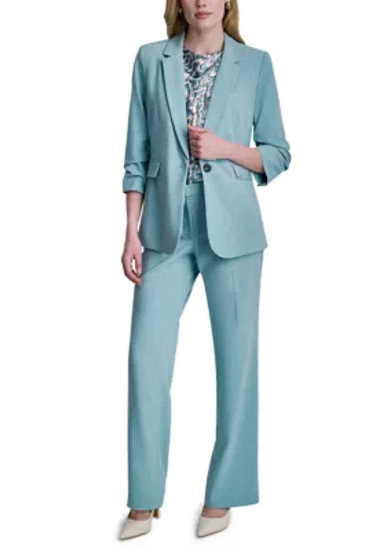 Women's Scrunch Sleeve Notch Collar Blazer
