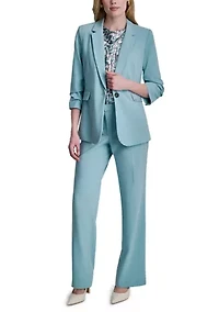 Women's Scrunch Sleeve Notch Collar Blazer