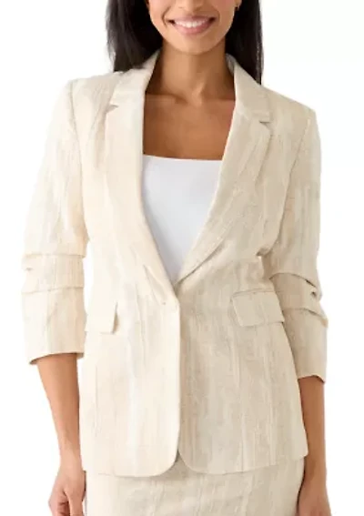 Women's Scrunch Sleeve Jacquard Blazer