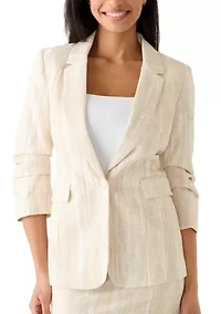 Women's Scrunch Sleeve Jacquard Blazer