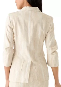 Women's Scrunch Sleeve Jacquard Blazer