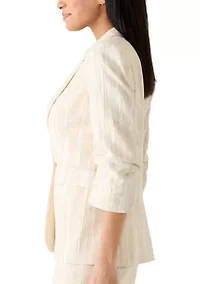 Women's Scrunch Sleeve Jacquard Blazer