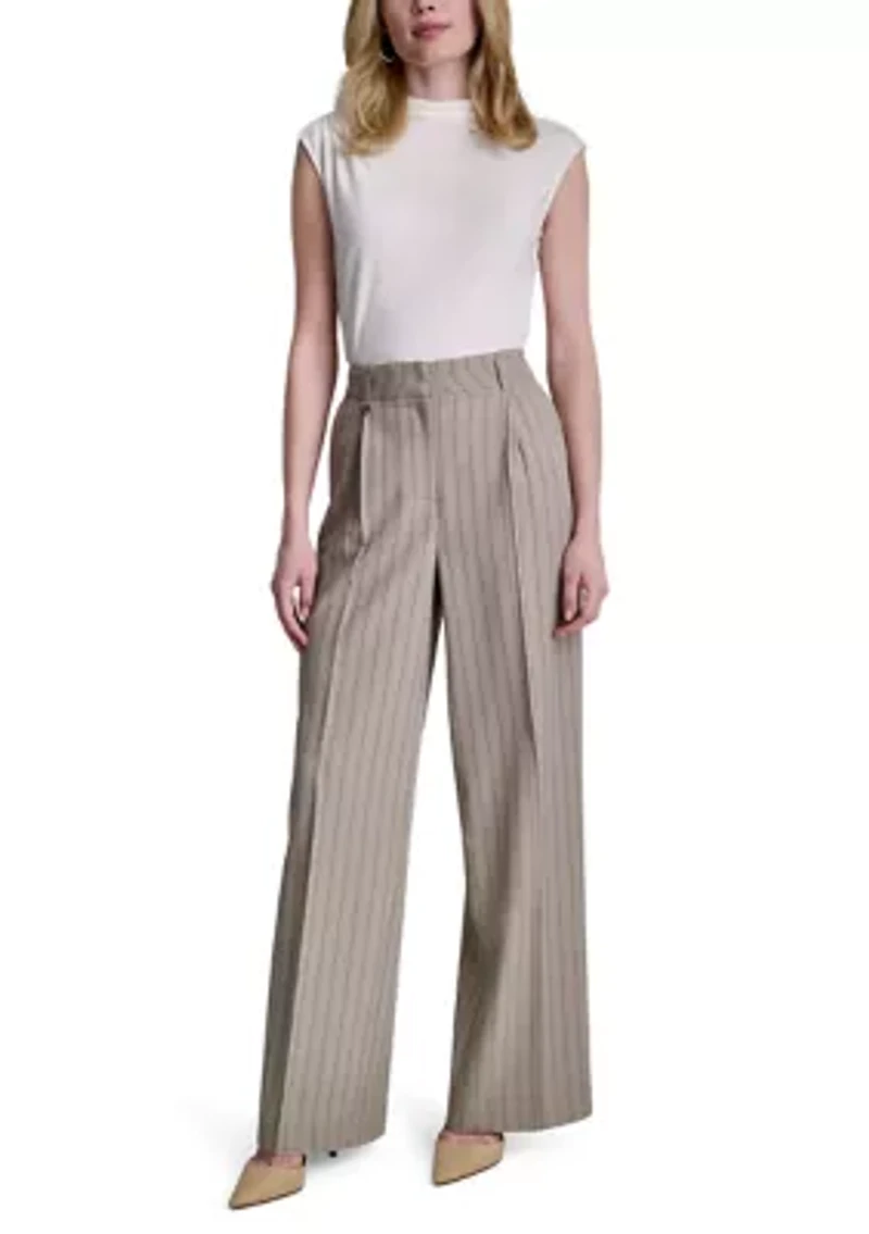 Women's Striped Pleated Pants