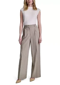 Women's Striped Pleated Pants