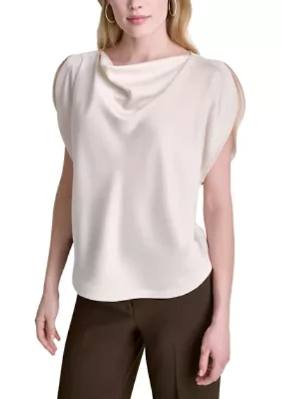 Women's Flutter Sleeve Cowl Neck Blouse