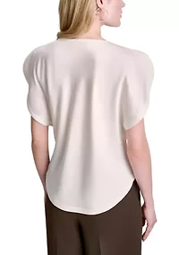 Women's Flutter Sleeve Cowl Neck Blouse