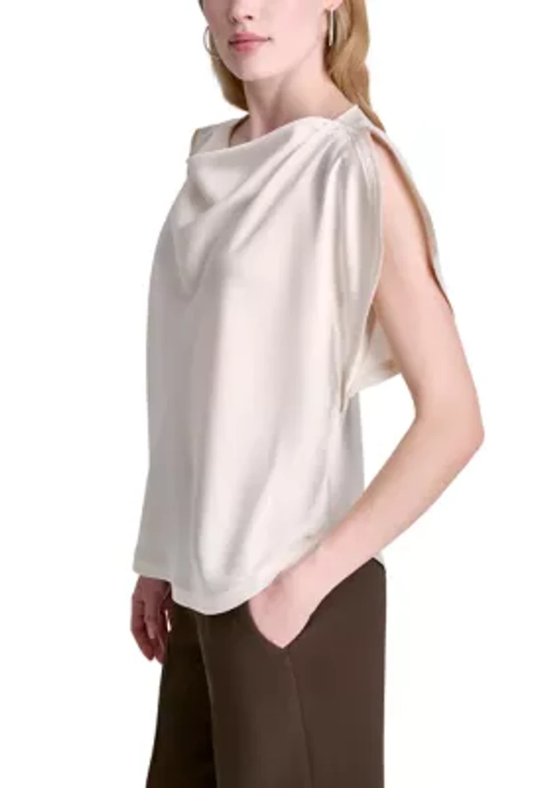 Women's Flutter Sleeve Cowl Neck Blouse