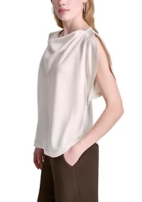 Women's Flutter Sleeve Cowl Neck Blouse