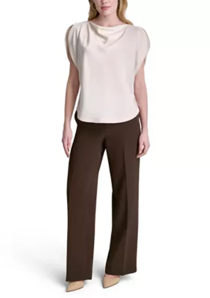 Women's Flutter Sleeve Cowl Neck Blouse