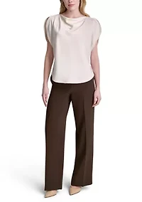 Women's Flutter Sleeve Cowl Neck Blouse