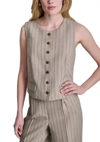 Women's Button Front Striped Vest