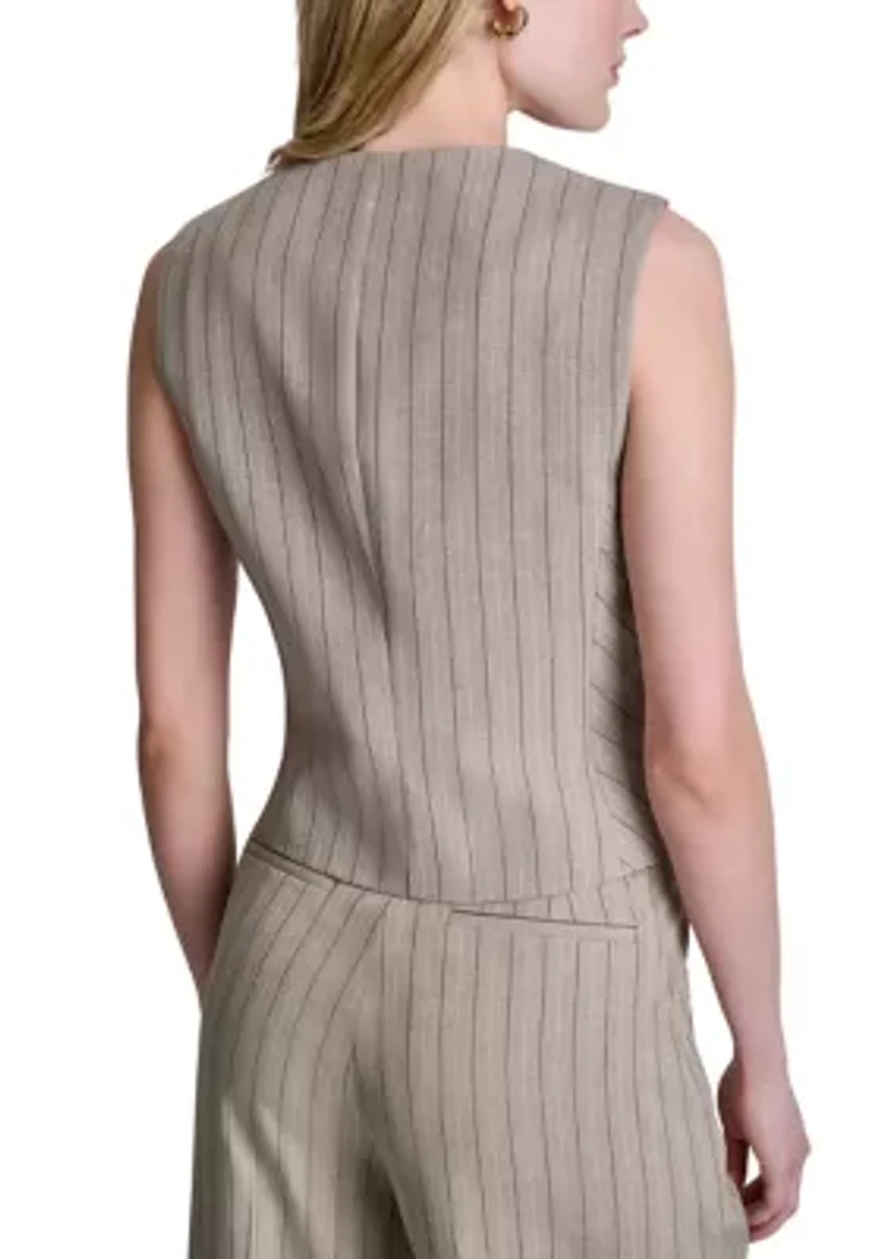 Women's Button Front Striped Vest