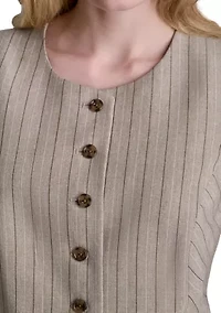 Women's Button Front Striped Vest