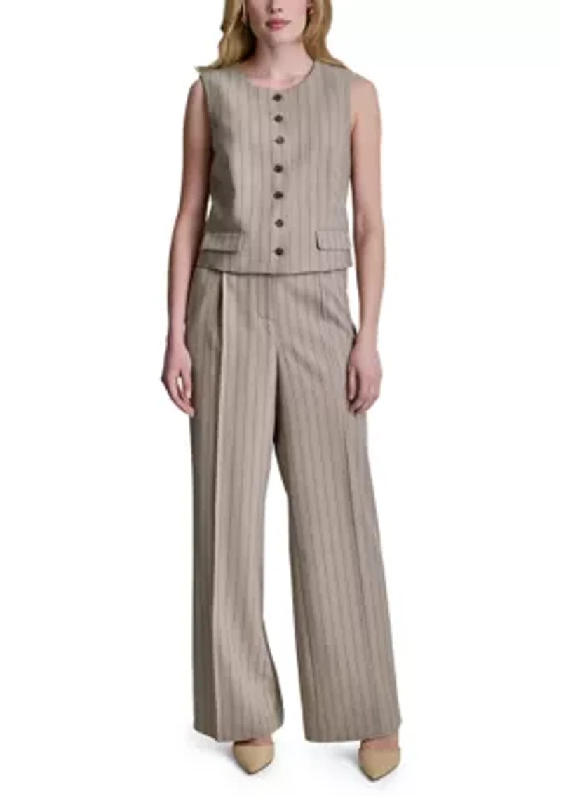 Women's Button Front Striped Vest