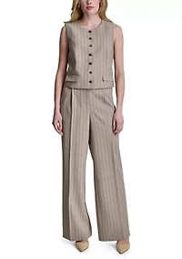 Women's Button Front Striped Vest