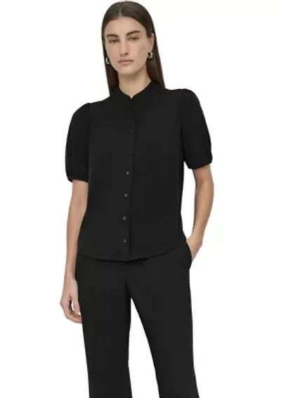 Women's Puff Sleeve Button Front Top