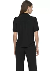 Women's Puff Sleeve Button Front Top