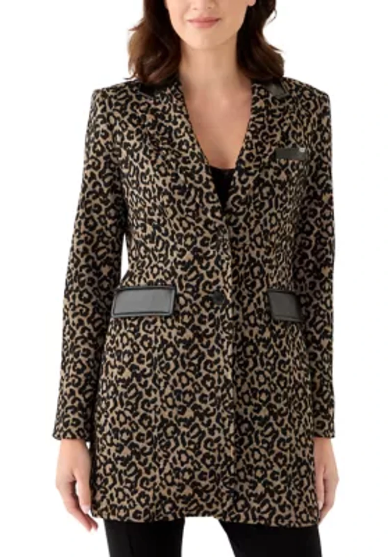 Women's Leopard One Button Topper