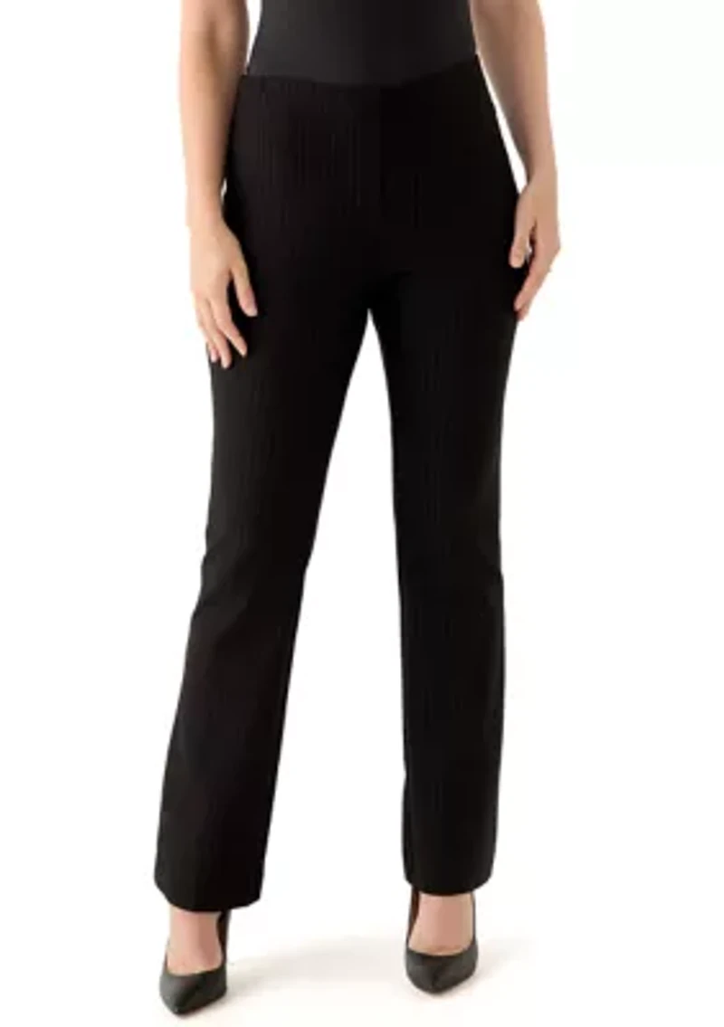 Women's Flat Front Black Pinstripe Pants