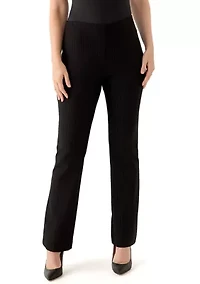 Women's Flat Front Black Pinstripe Pants