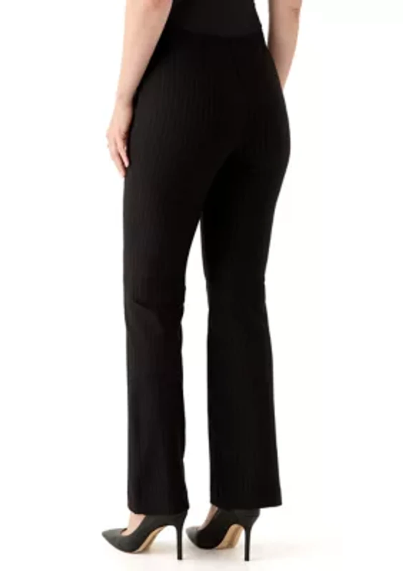 Women's Flat Front Black Pinstripe Pants
