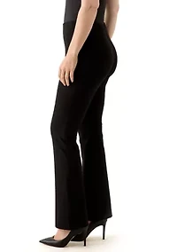 Women's Flat Front Black Pinstripe Pants