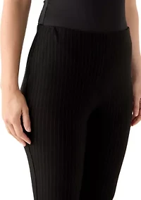 Women's Flat Front Black Pinstripe Pants
