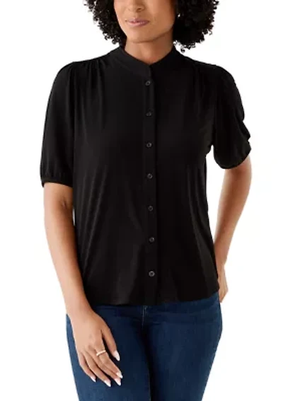 Women's Button Down Lantern Sleeve Blouse