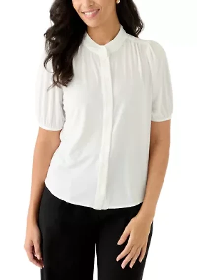 Women's Button Down Lantern Sleeve Blouse
