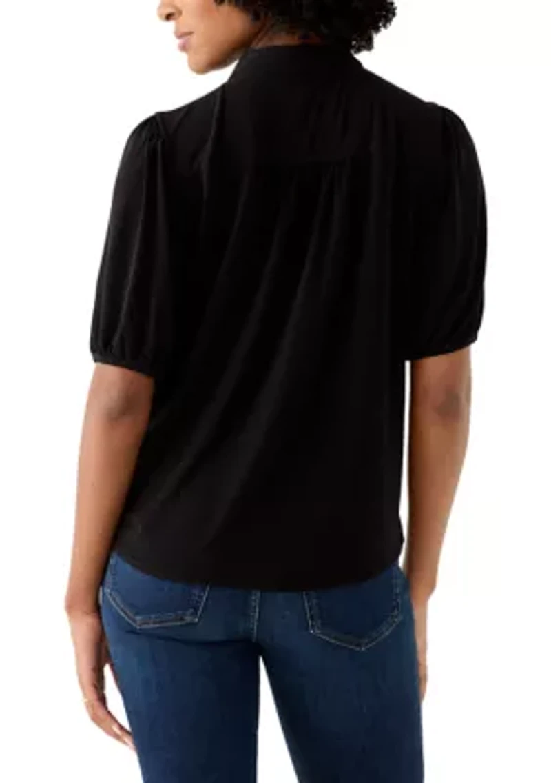 Women's Button Down Lantern Sleeve Blouse