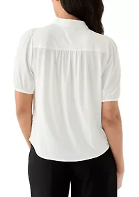 Women's Button Down Lantern Sleeve Blouse