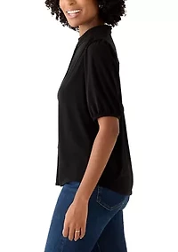 Women's Button Down Lantern Sleeve Blouse