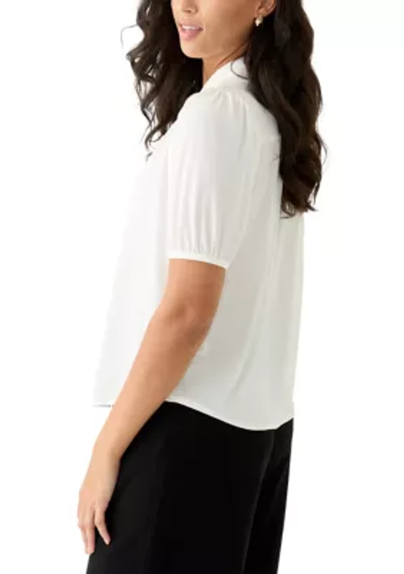 Women's Button Down Lantern Sleeve Blouse