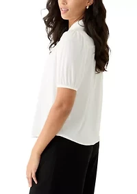 Women's Button Down Lantern Sleeve Blouse