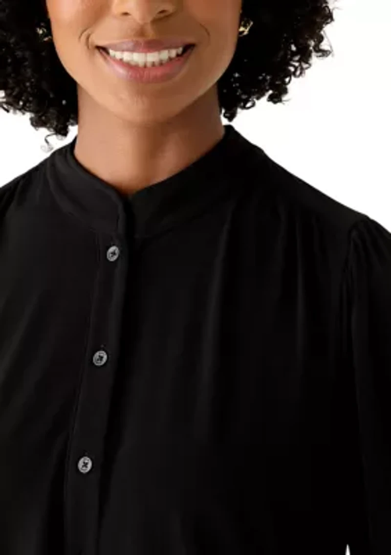 Women's Button Down Lantern Sleeve Blouse