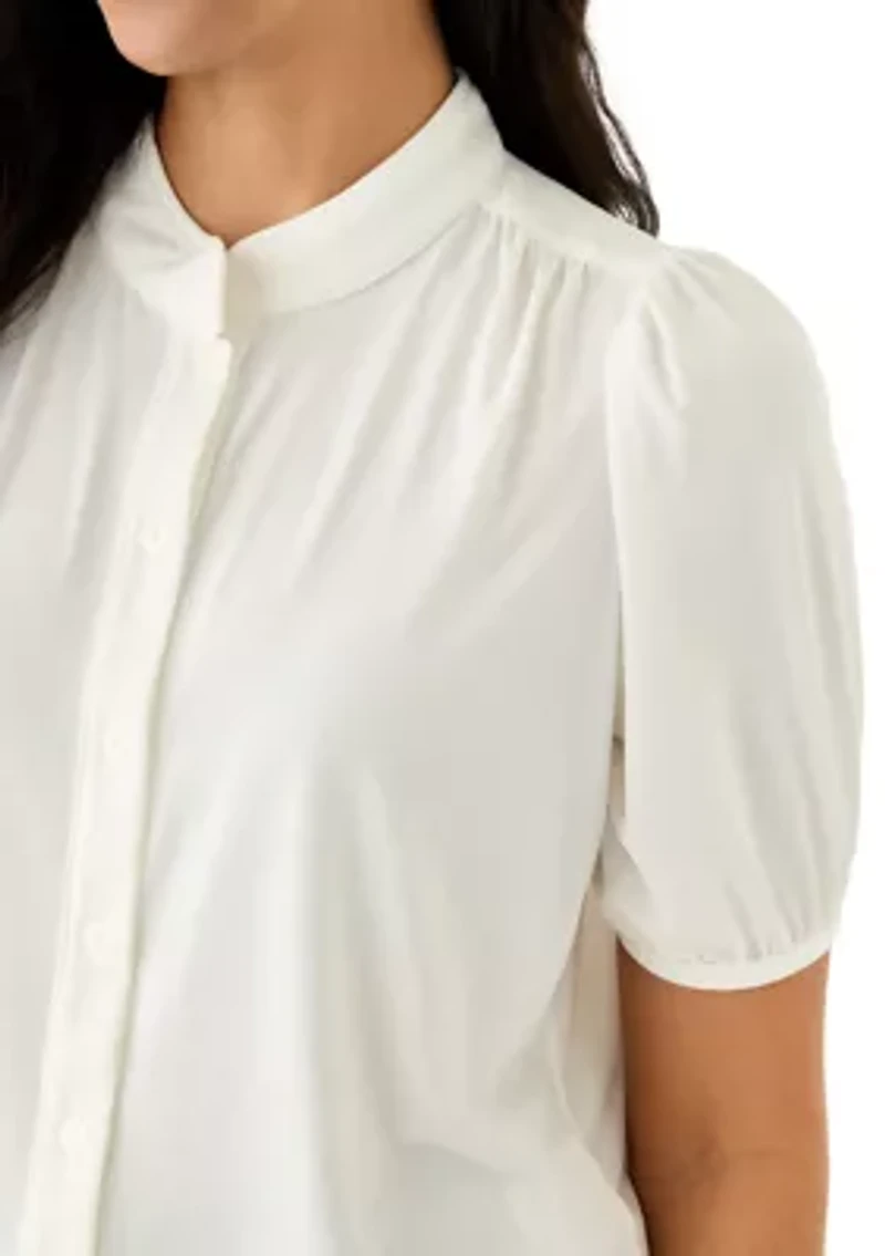 Women's Button Down Lantern Sleeve Blouse