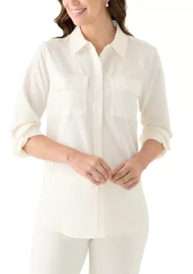 Women's Long Sleeve Button Front Blouse