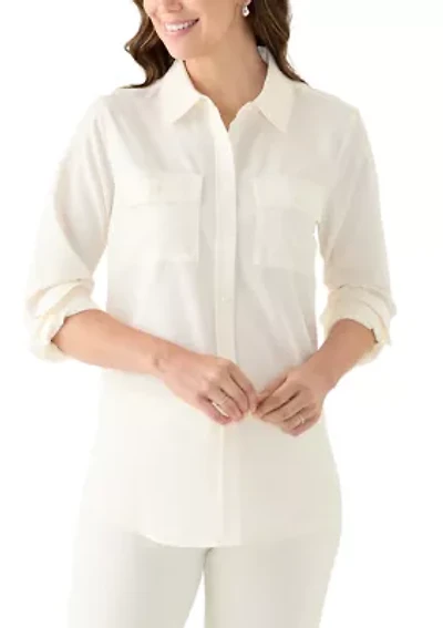 Women's Long Sleeve Button Front Blouse