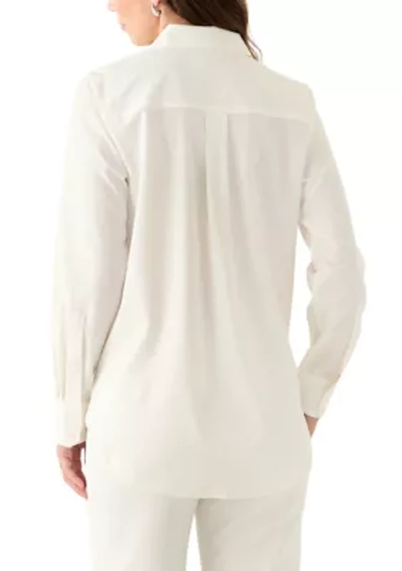 Women's Long Sleeve Button Front Blouse