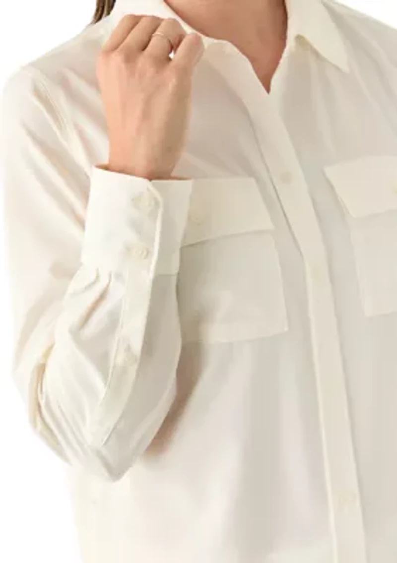 Women's Long Sleeve Button Front Blouse