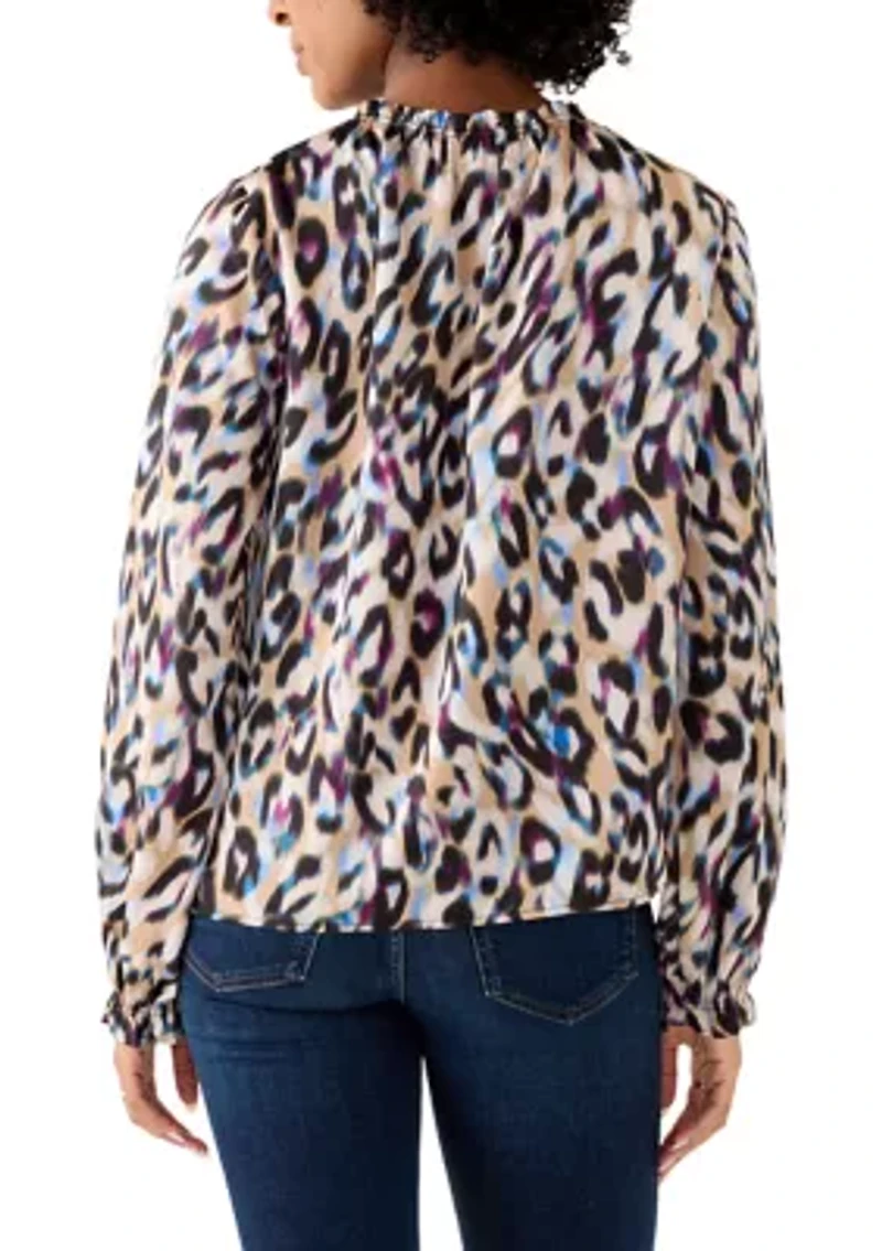 Women's Long Sleeve Ruffle Neck Blouse