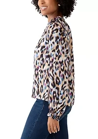 Women's Long Sleeve Ruffle Neck Blouse