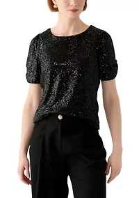 Women's Short Sleeve Sequin Top
