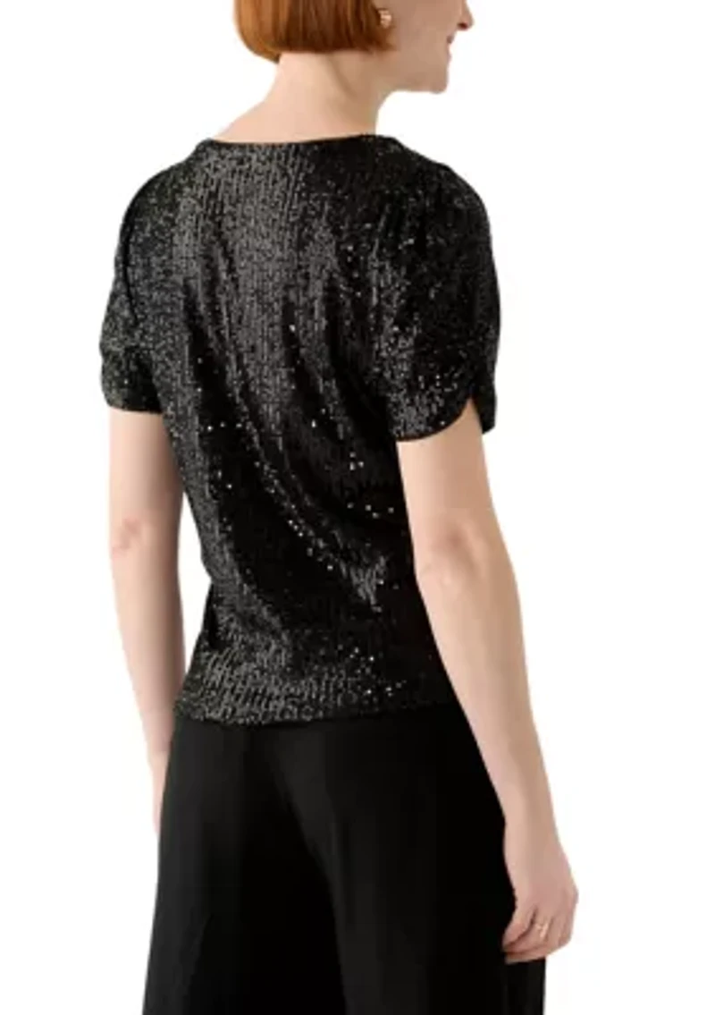 Women's Short Sleeve Sequin Top
