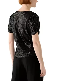 Women's Short Sleeve Sequin Top