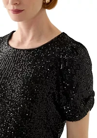 Women's Short Sleeve Sequin Top