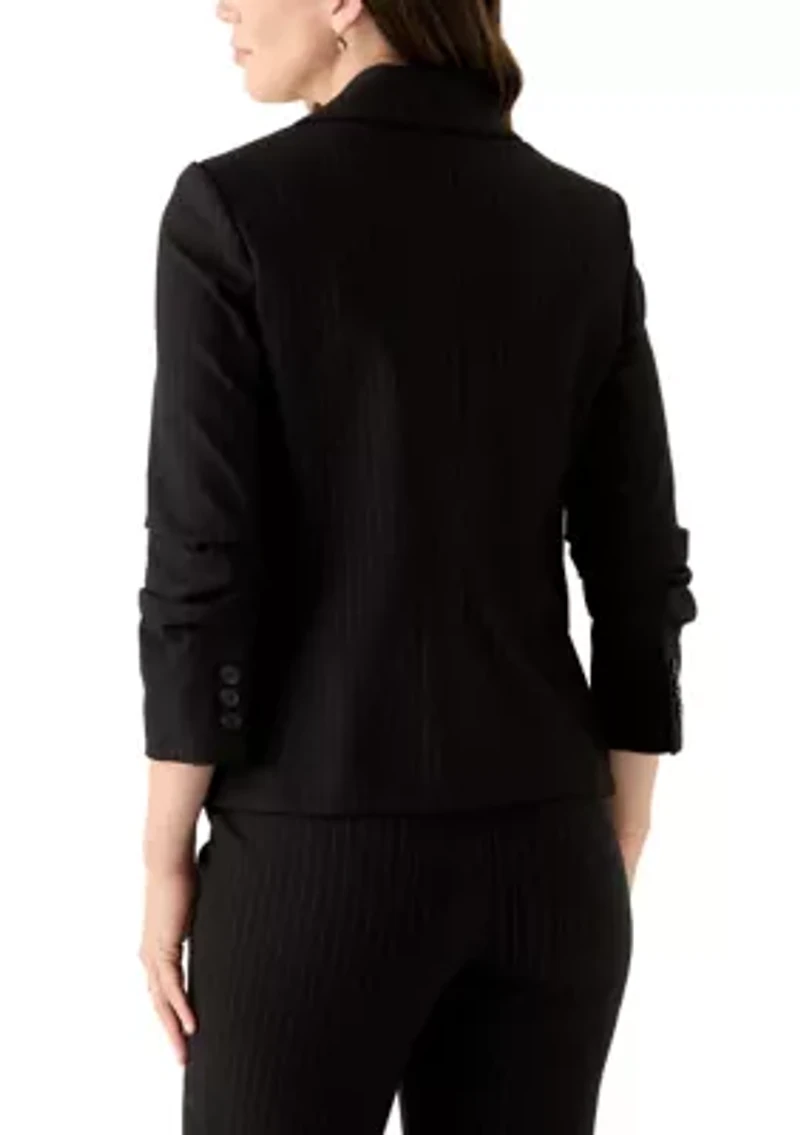 Women's One Button Ruched Sleeve Blazer